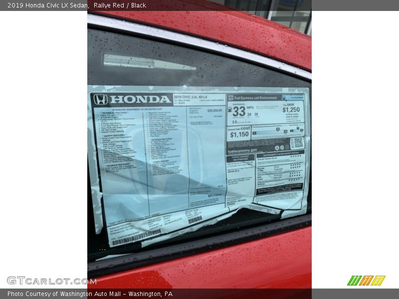 Rallye Red / Black 2019 Honda Civic LX Sedan