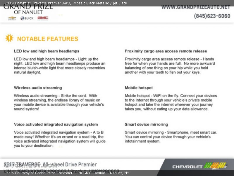 Mosaic Black Metallic / Jet Black 2019 Chevrolet Traverse Premier AWD