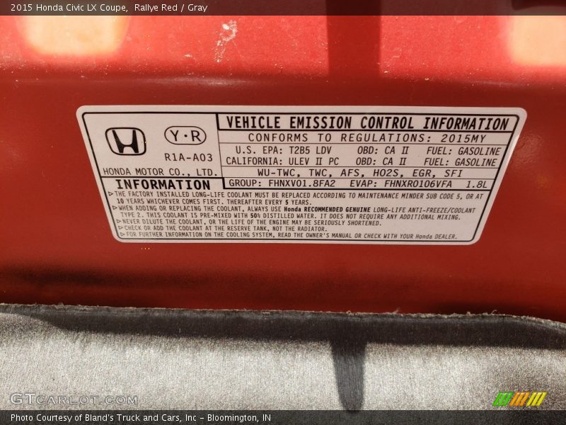 Rallye Red / Gray 2015 Honda Civic LX Coupe