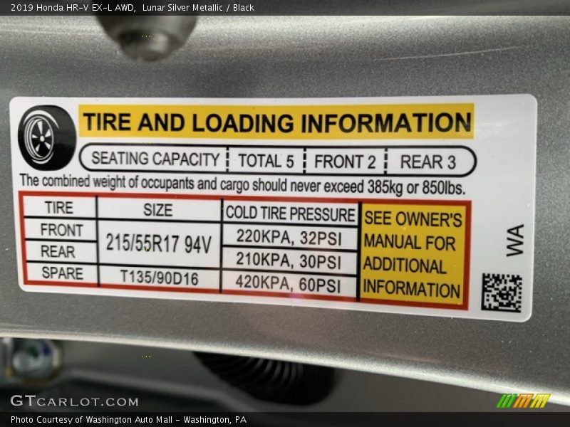 Lunar Silver Metallic / Black 2019 Honda HR-V EX-L AWD