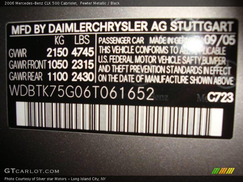 Pewter Metallic / Black 2006 Mercedes-Benz CLK 500 Cabriolet