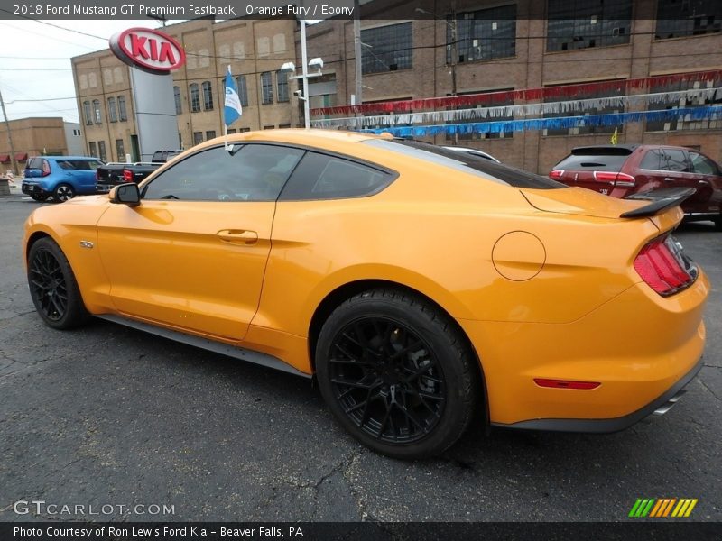 Orange Fury / Ebony 2018 Ford Mustang GT Premium Fastback