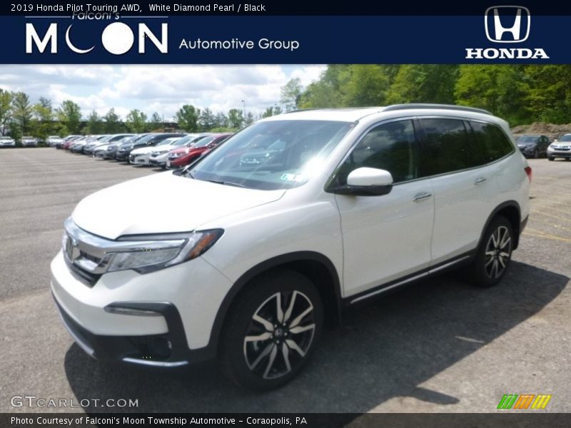 White Diamond Pearl / Black 2019 Honda Pilot Touring AWD