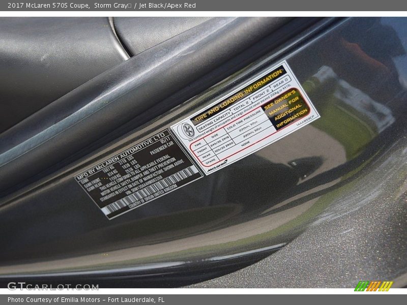 Info Tag of 2017 570S Coupe