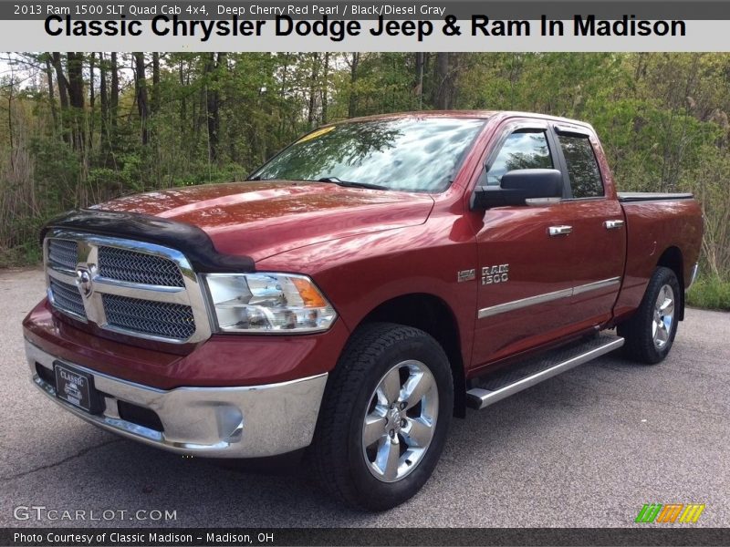 Deep Cherry Red Pearl / Black/Diesel Gray 2013 Ram 1500 SLT Quad Cab 4x4