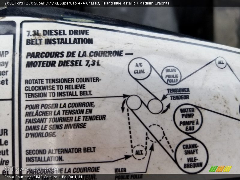Island Blue Metallic / Medium Graphite 2001 Ford F250 Super Duty XL SuperCab 4x4 Chassis