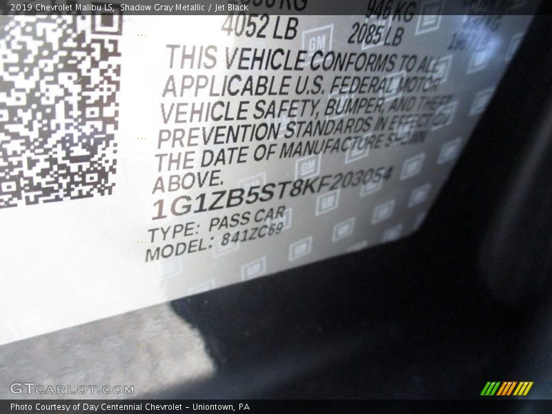 Shadow Gray Metallic / Jet Black 2019 Chevrolet Malibu LS