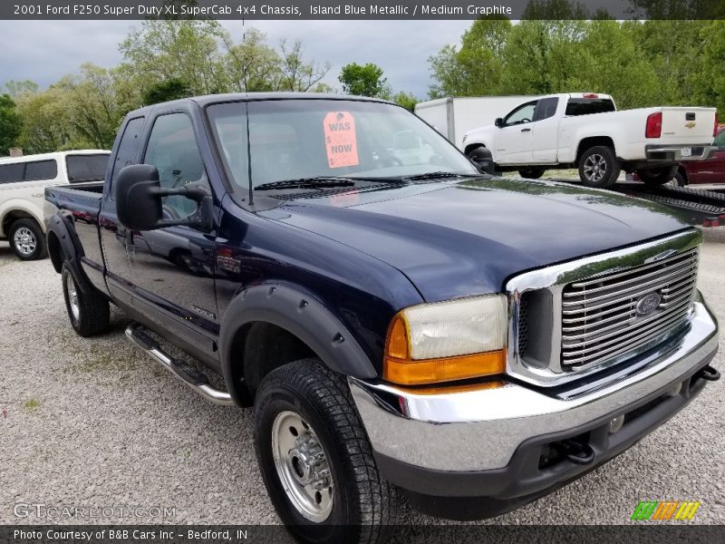 Island Blue Metallic / Medium Graphite 2001 Ford F250 Super Duty XL SuperCab 4x4 Chassis