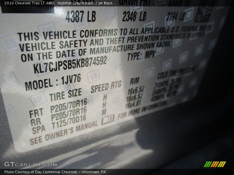 Nightfall Gray Metallic / Jet Black 2019 Chevrolet Trax LT AWD