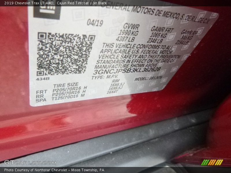 Cajun Red Tintcoat / Jet Black 2019 Chevrolet Trax LT AWD