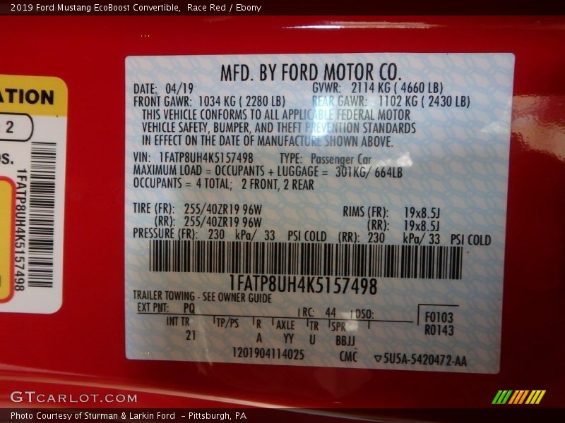 Race Red / Ebony 2019 Ford Mustang EcoBoost Convertible