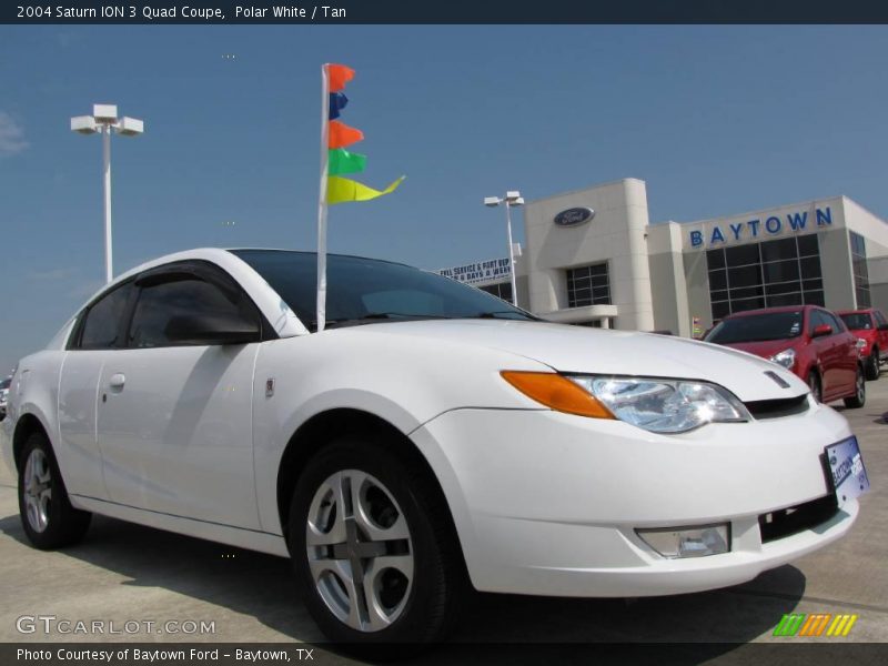 Polar White / Tan 2004 Saturn ION 3 Quad Coupe