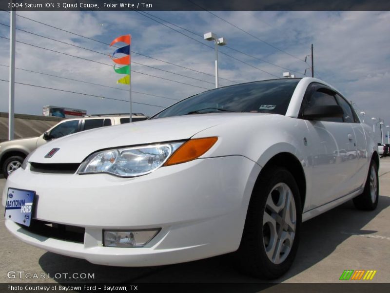 Polar White / Tan 2004 Saturn ION 3 Quad Coupe