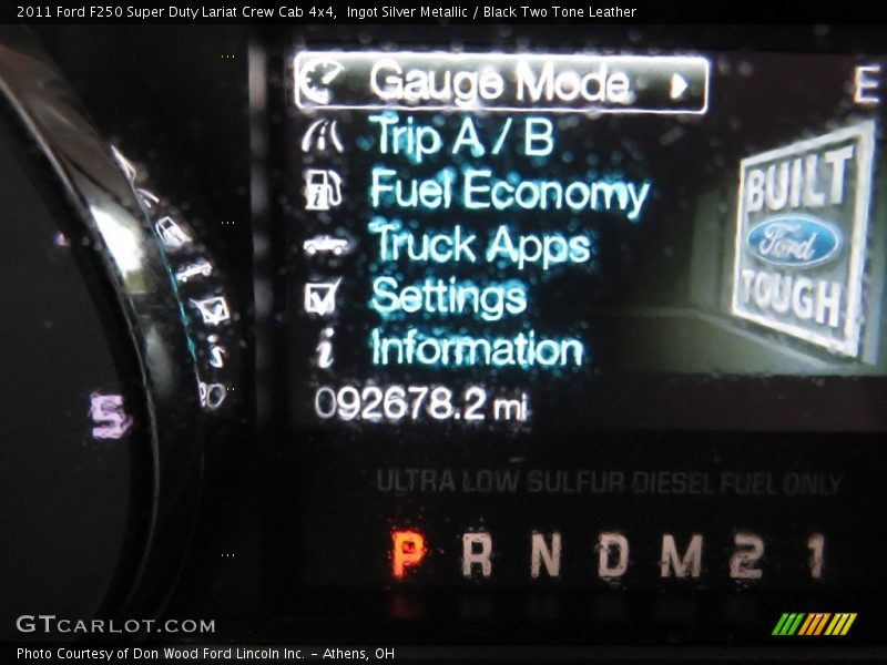 Ingot Silver Metallic / Black Two Tone Leather 2011 Ford F250 Super Duty Lariat Crew Cab 4x4