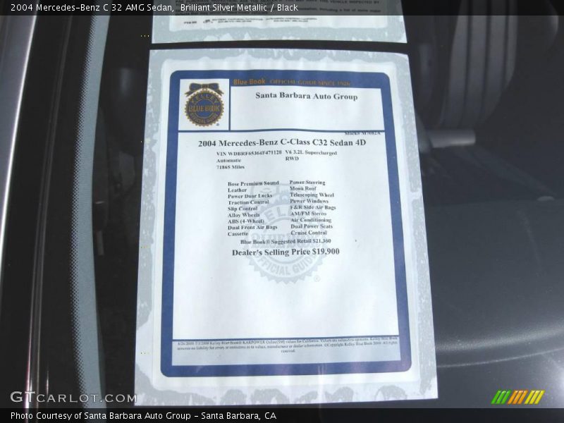 Brilliant Silver Metallic / Black 2004 Mercedes-Benz C 32 AMG Sedan
