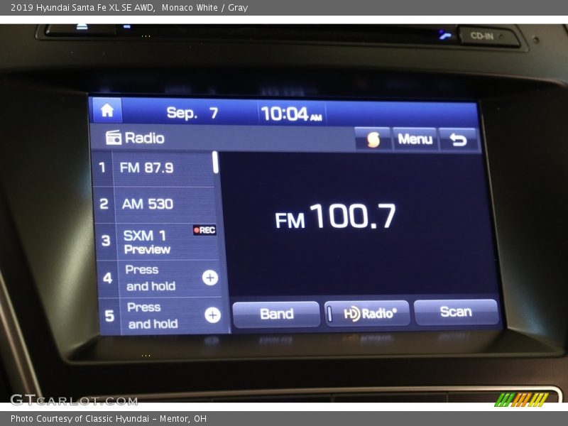 Monaco White / Gray 2019 Hyundai Santa Fe XL SE AWD