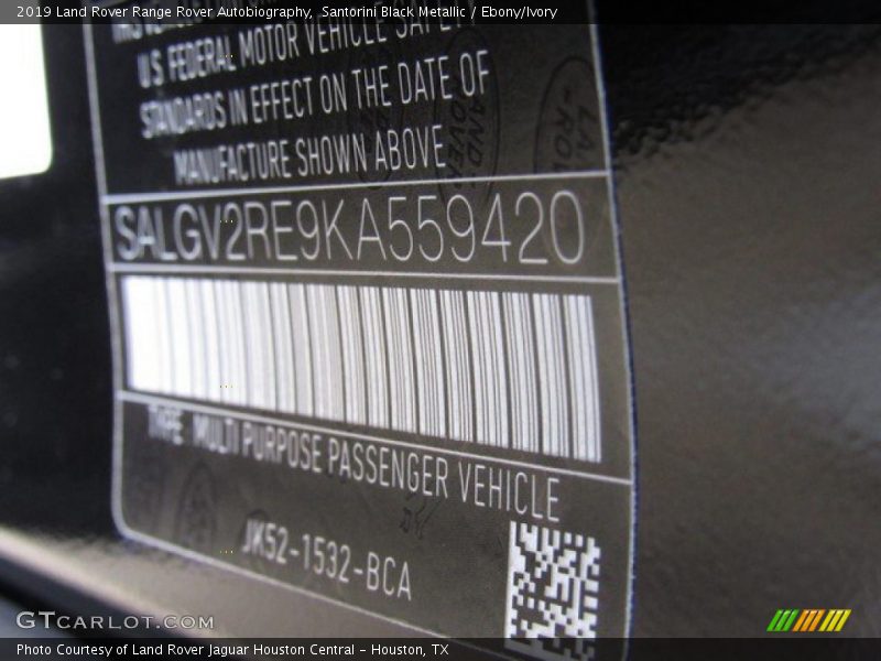 Santorini Black Metallic / Ebony/Ivory 2019 Land Rover Range Rover Autobiography