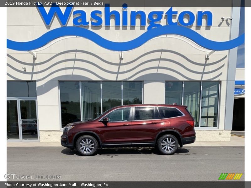 Deep Scarlet Pearl / Beige 2019 Honda Pilot EX AWD