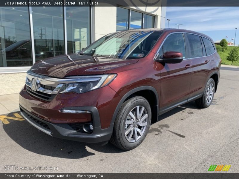 Deep Scarlet Pearl / Beige 2019 Honda Pilot EX AWD