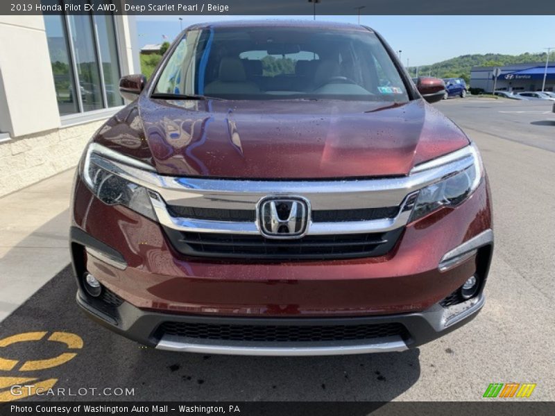 Deep Scarlet Pearl / Beige 2019 Honda Pilot EX AWD