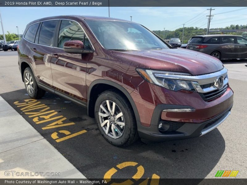 Deep Scarlet Pearl / Beige 2019 Honda Pilot EX AWD