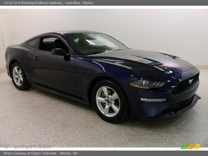 Kona Blue / Ebony 2019 Ford Mustang EcoBoost Fastback