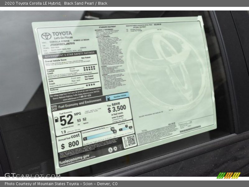 Black Sand Pearl / Black 2020 Toyota Corolla LE Hybrid