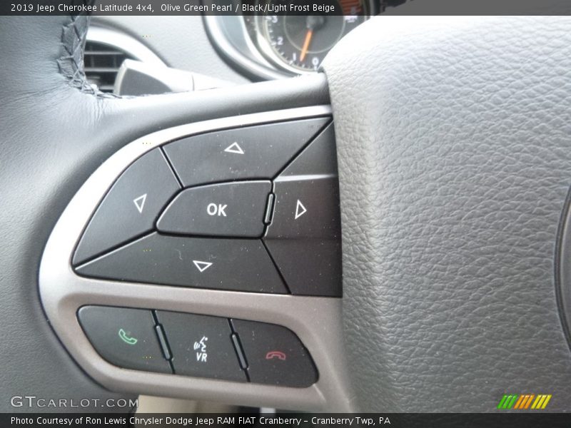 Olive Green Pearl / Black/Light Frost Beige 2019 Jeep Cherokee Latitude 4x4