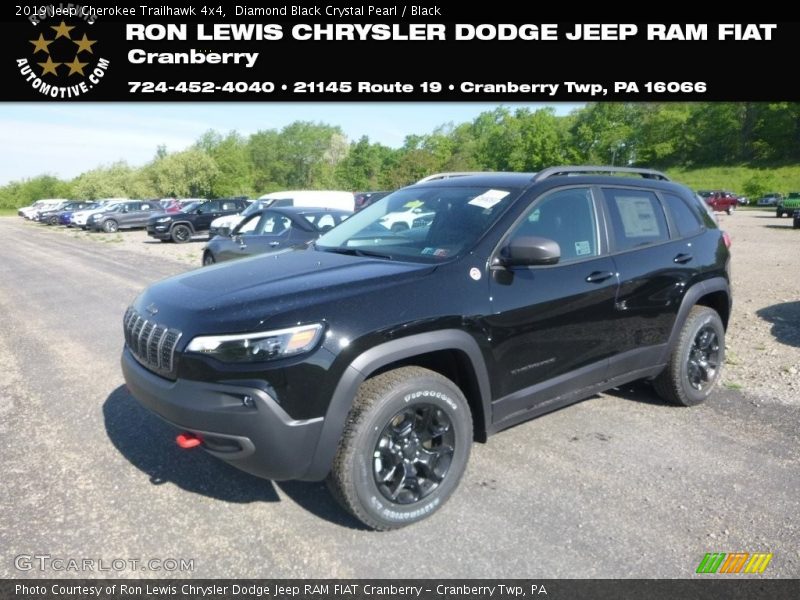 Diamond Black Crystal Pearl / Black 2019 Jeep Cherokee Trailhawk 4x4