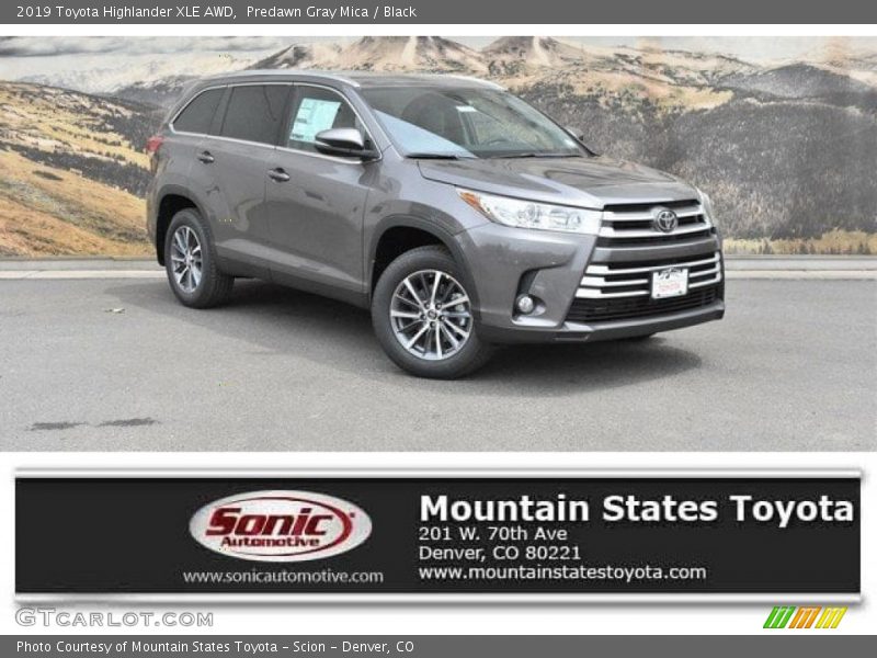 Predawn Gray Mica / Black 2019 Toyota Highlander XLE AWD