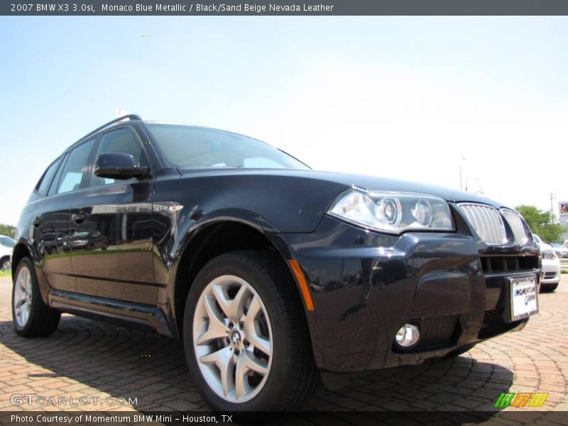 Monaco Blue Metallic / Black/Sand Beige Nevada Leather 2007 BMW X3 3.0si