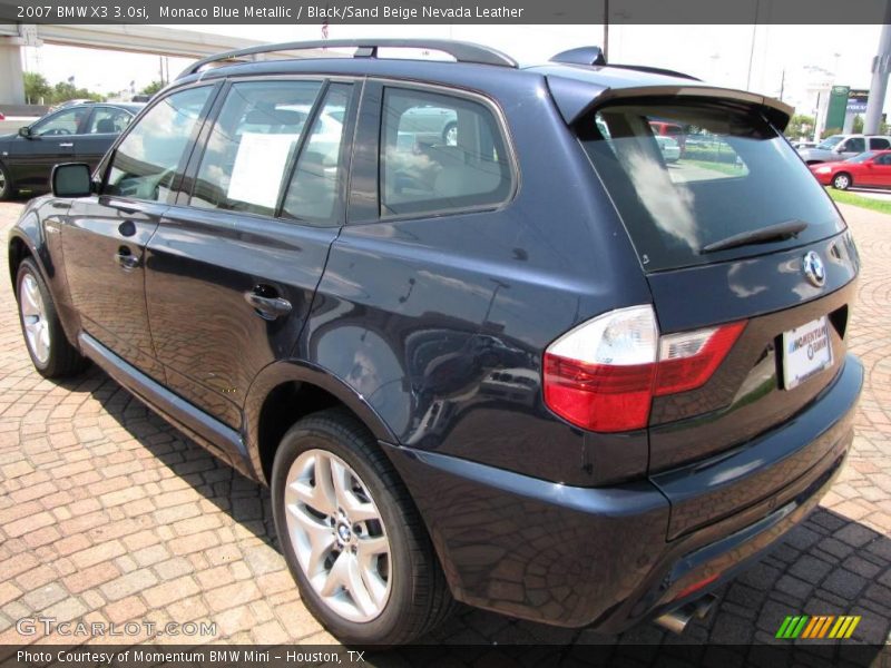 Monaco Blue Metallic / Black/Sand Beige Nevada Leather 2007 BMW X3 3.0si