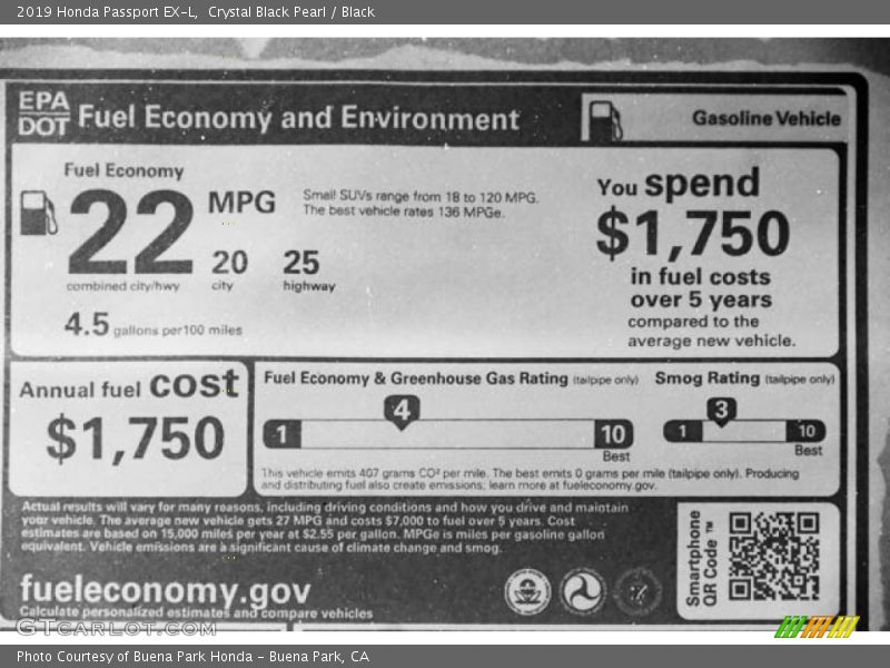 Crystal Black Pearl / Black 2019 Honda Passport EX-L