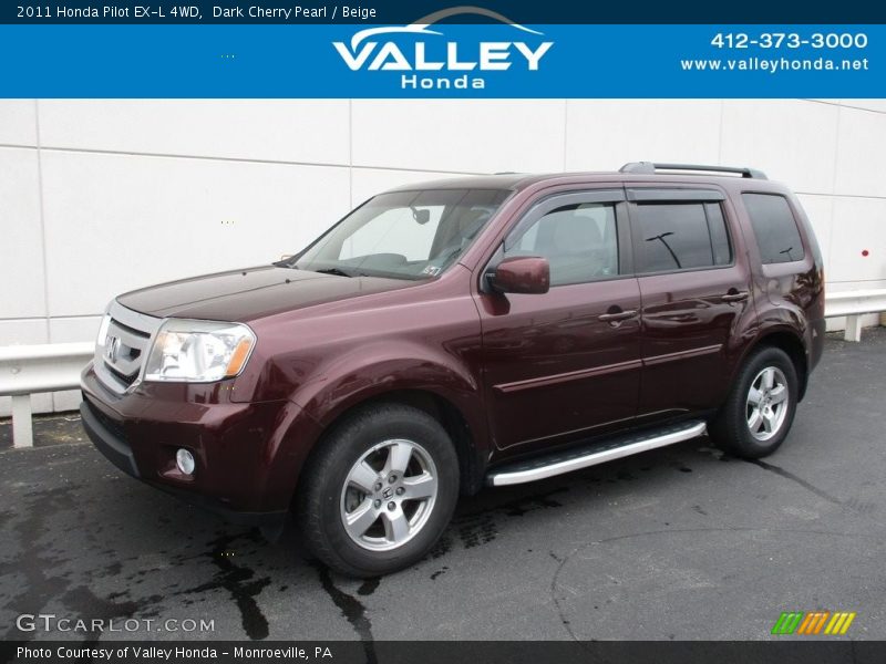 Dark Cherry Pearl / Beige 2011 Honda Pilot EX-L 4WD