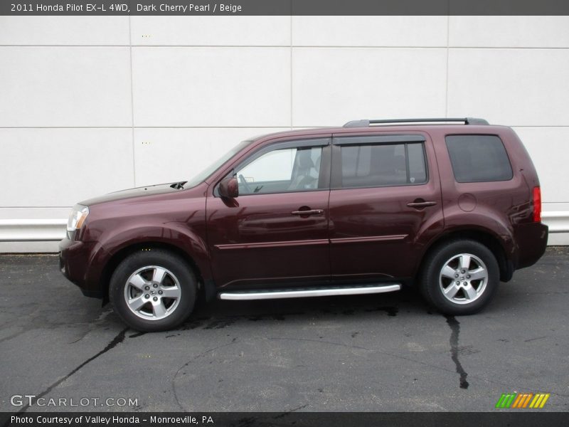 Dark Cherry Pearl / Beige 2011 Honda Pilot EX-L 4WD