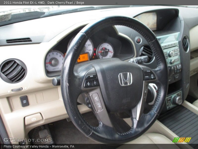 Dark Cherry Pearl / Beige 2011 Honda Pilot EX-L 4WD