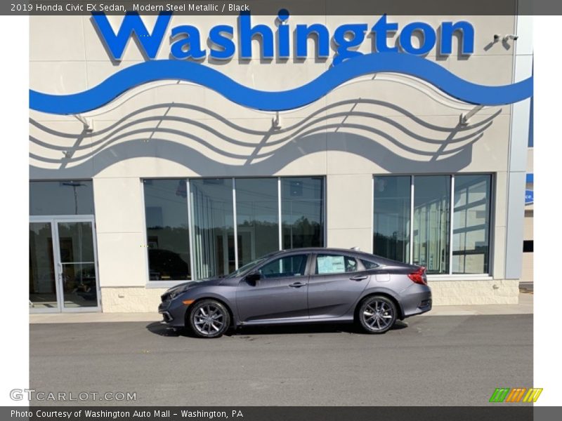 Modern Steel Metallic / Black 2019 Honda Civic EX Sedan