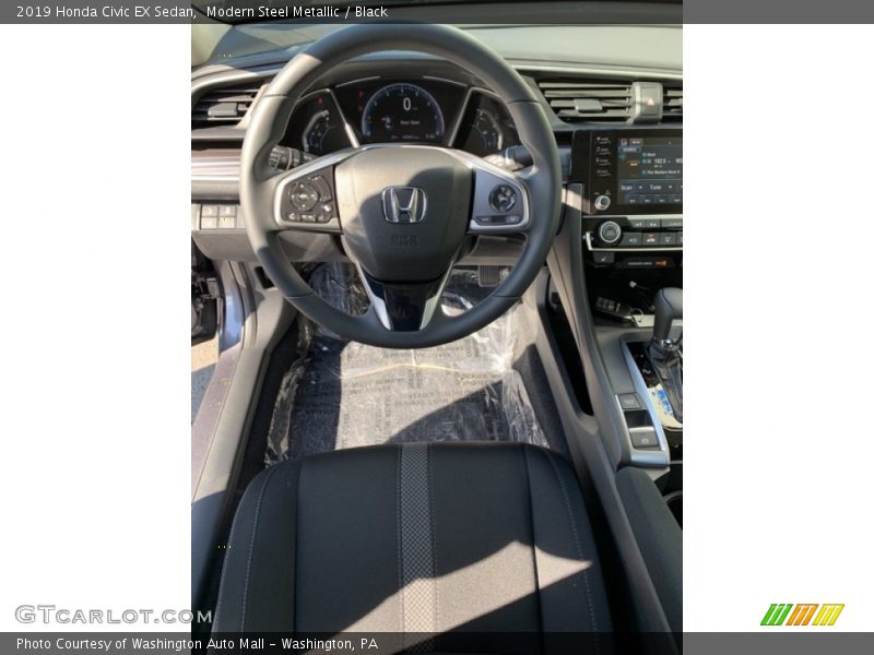 Modern Steel Metallic / Black 2019 Honda Civic EX Sedan