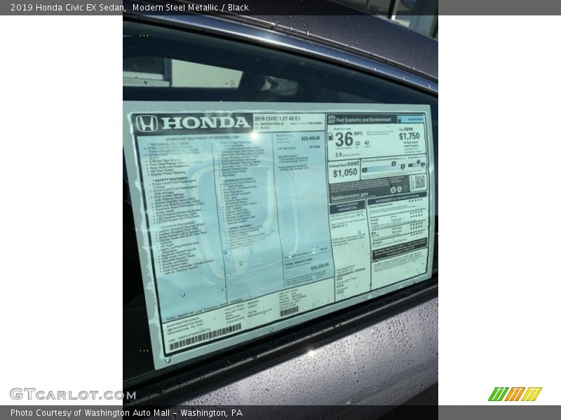 Modern Steel Metallic / Black 2019 Honda Civic EX Sedan