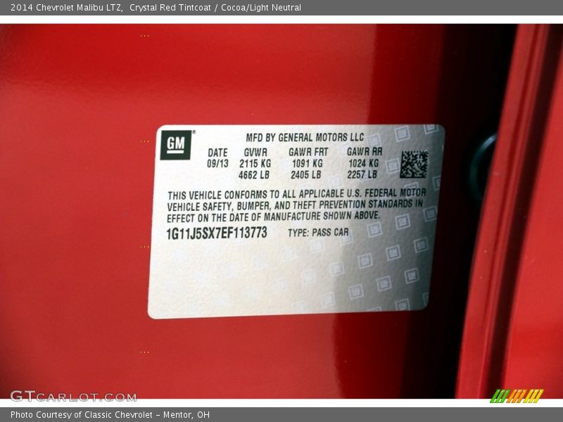 Crystal Red Tintcoat / Cocoa/Light Neutral 2014 Chevrolet Malibu LTZ