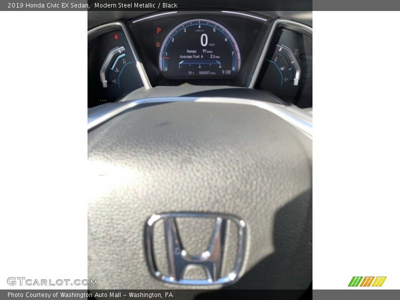Modern Steel Metallic / Black 2019 Honda Civic EX Sedan