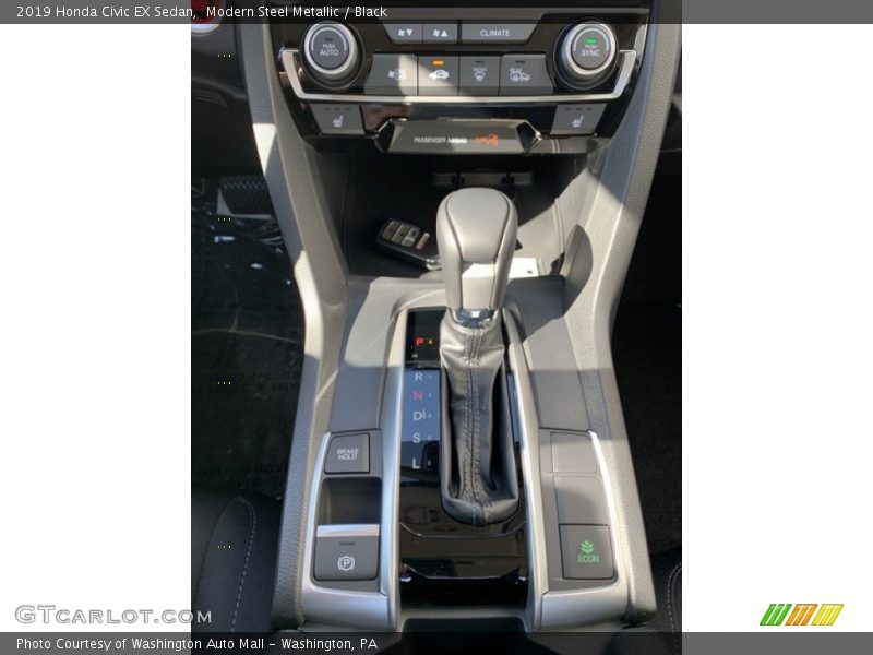 Modern Steel Metallic / Black 2019 Honda Civic EX Sedan
