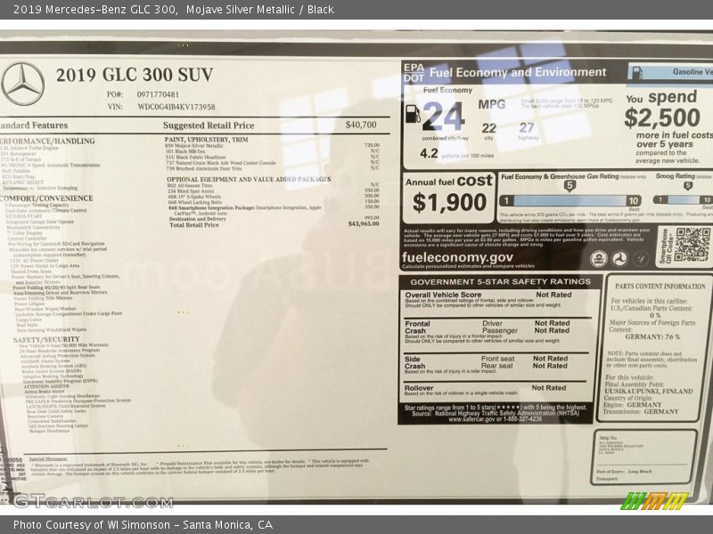 Mojave Silver Metallic / Black 2019 Mercedes-Benz GLC 300