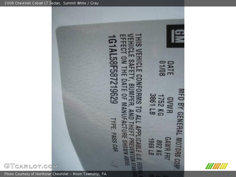Summit White / Gray 2008 Chevrolet Cobalt LT Sedan