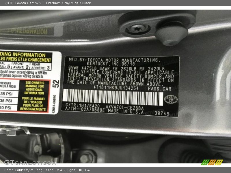 Predawn Gray Mica / Black 2018 Toyota Camry SE