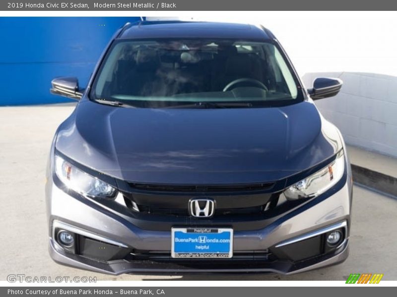 Modern Steel Metallic / Black 2019 Honda Civic EX Sedan