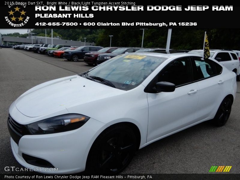 Bright White / Black/Light Tungsten Accent Stitching 2015 Dodge Dart SXT