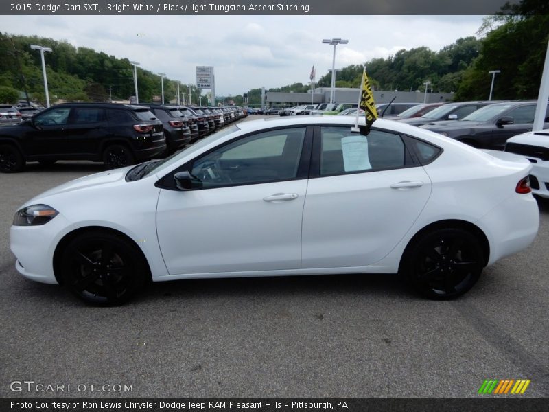 Bright White / Black/Light Tungsten Accent Stitching 2015 Dodge Dart SXT