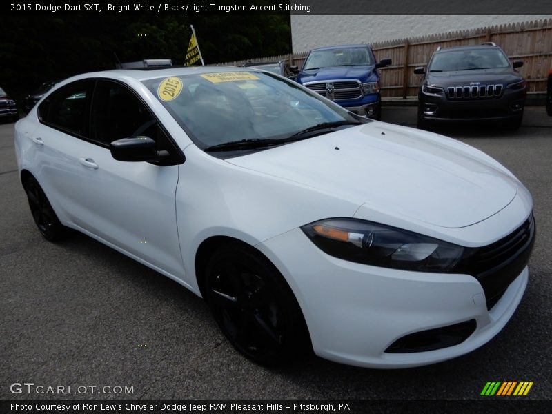 Bright White / Black/Light Tungsten Accent Stitching 2015 Dodge Dart SXT