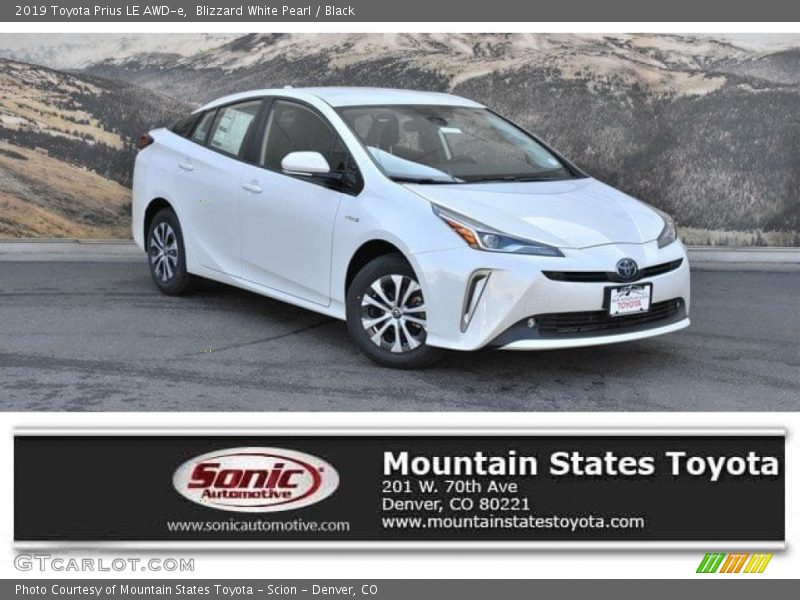 Blizzard White Pearl / Black 2019 Toyota Prius LE AWD-e